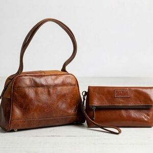 Lot of 2 Patricia Nash Leather Bags - Clutch & Satchel